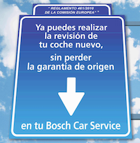 Icono azul 100% garantia taller Bosch Car Service